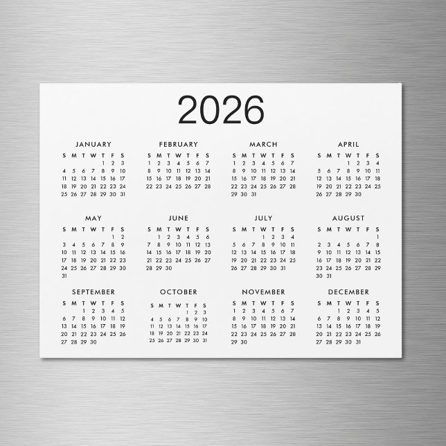 Classic Black And White 2026 Calendar Magnet (Creator Uploaded)