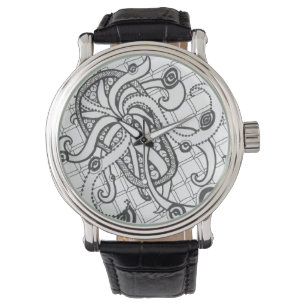 Classic Black and White Abstract Watch