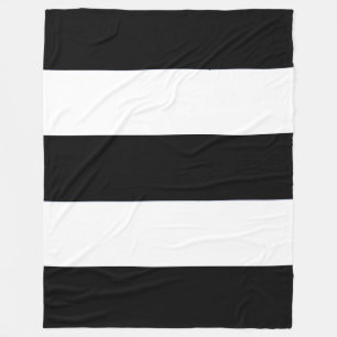 Classic Black and White Broad Stripes on a Fleece Blanket