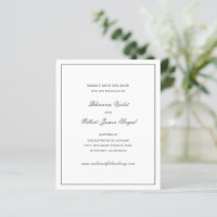 Classic Black and White Budget Wedding Save Date