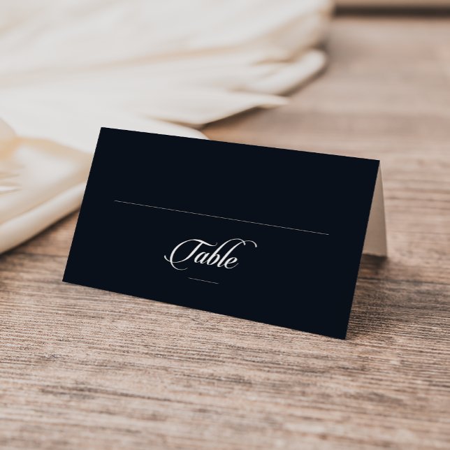 Classic Black and White Calligraphy Wedding Folded Place Card (Creator Uploaded)
