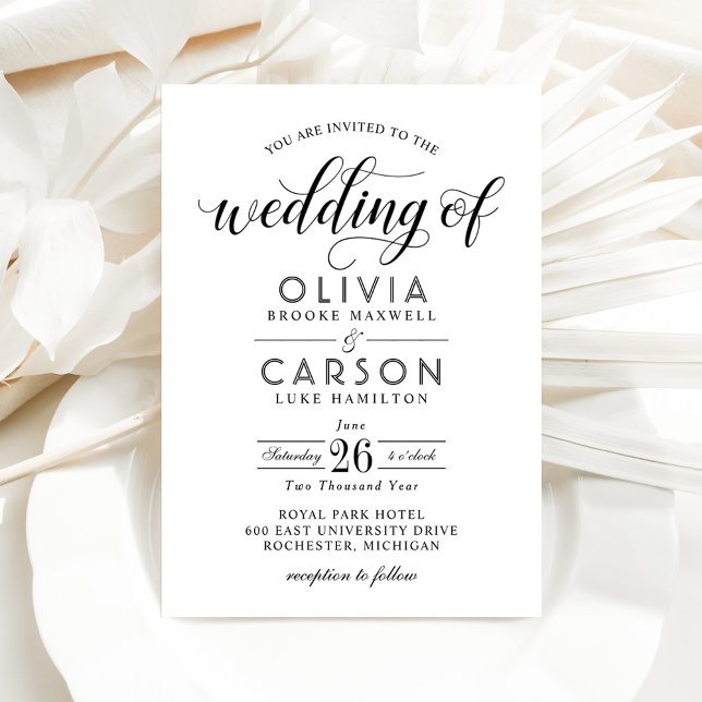 Classic Black and White Calligraphy Wedding Invitation (Creator Uploaded)