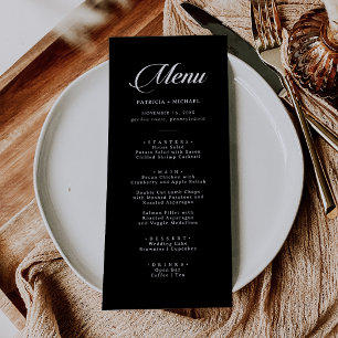 Classic Black and White Calligraphy Wedding Menu