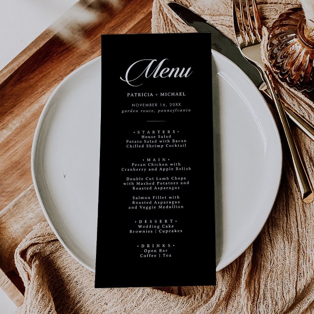 Classic Black and White Calligraphy Wedding Menu (Creator Uploaded)