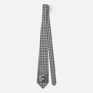 Classic Black and White Chequered Pattern Pet Phot Tie