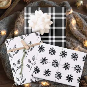 Classic Black And White Christmas Holiday Wrapping Paper Sheet