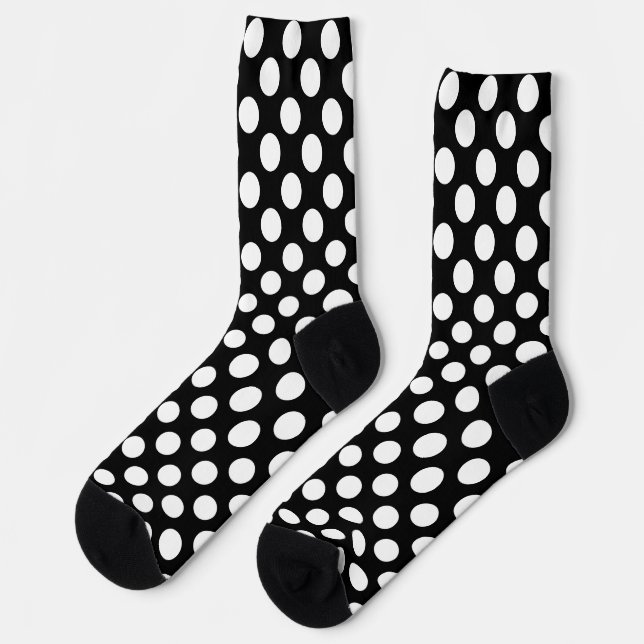 Classic Black and White Dots Pattern Socks (Left)
