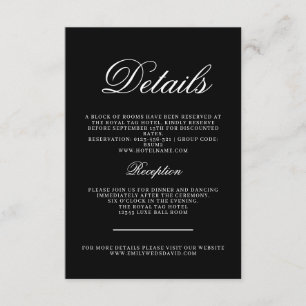 Classic Black and White Elegance Calligraphic Enclosure Card