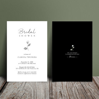 Classic Black and White Elegant Bridal Shower Invitation
