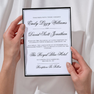 Classic Black and White Elegant Script QR Photo Invitation