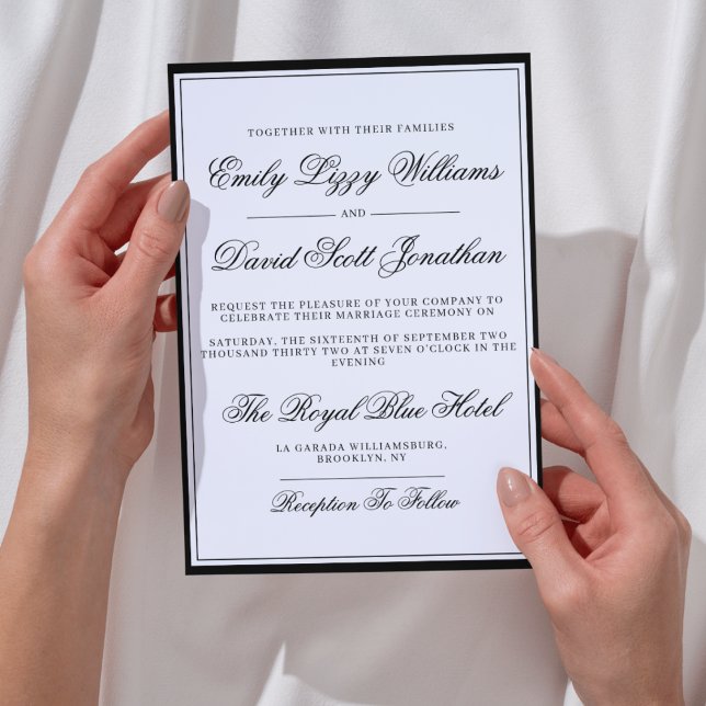 Classic Black and White Elegant Script QR Photo Invitation (Creator Uploaded)