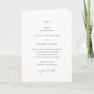 Classic Black and White Elegant Wedding Invitation