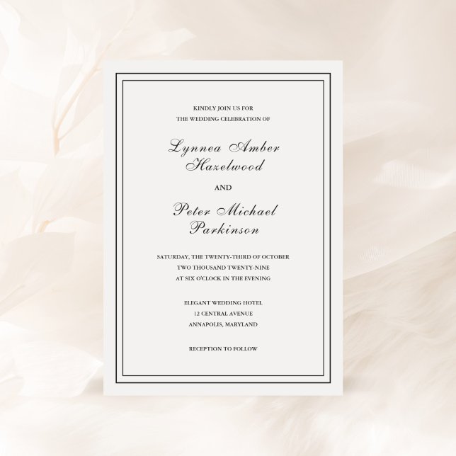 Classic Black and White Elegant Wedding Invitation (Creator Uploaded)