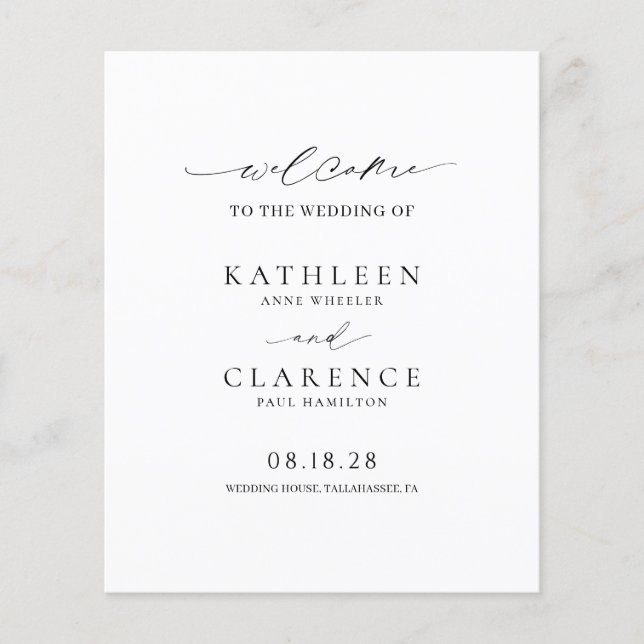 Classic Black and White Elegant Wedding Program (Front)