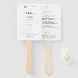 Classic Black and White Elegant Wedding Program Hand Fan