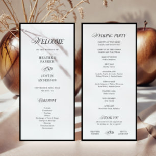 Classic Black and White Elegant Wedding Programs