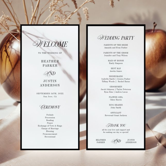 Classic Black and White Elegant Wedding Programs (Creator Uploaded)