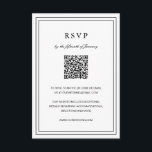 Classic Black and White Elegant Wedding RSVP Card<br><div class="desc">Classic black and white wedding RSVP Card featuring a simple and minimal design with an optional QR Code and details surrounded by a double border (if you prefer, you may remove the QR code in the design editing tool). The fonts alternate between and elegant script, a traditional serif and minimalist...</div>