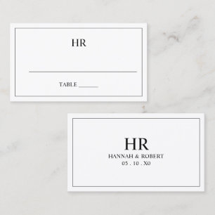 Classic Black and White Elegant Wedding Table Place Card