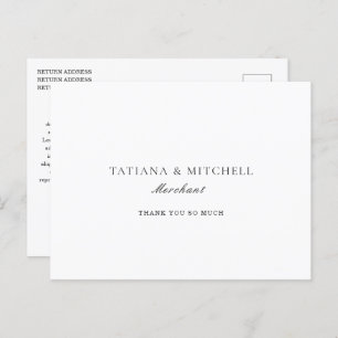 Classic Black and White Elegant Wedding Thank You Postcard