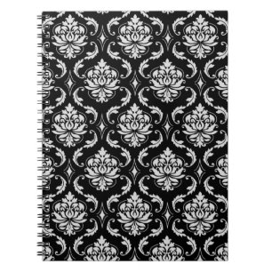 Classic Black and White Floral Damask Pattern Notebook