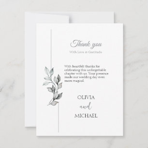 Classic Black and White Foliage Wedding Thank You  Card