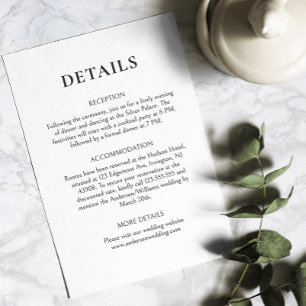 Classic Black and White Formal Elegant Wedding Enclosure Card