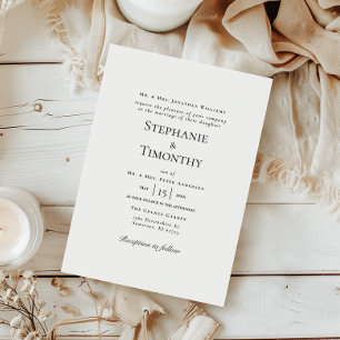 Classic Black and White Formal Elegant Wedding Invitation