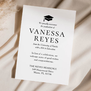 Classic Black and White Graduation Announcement