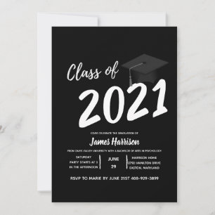Classic Black and White Graduation Party Invitation