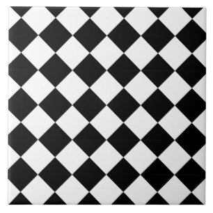 Classic Black and White Harlequin Diagonal Chequer Tile