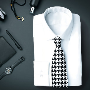 Classic Black and White Houndstooth Check Tie