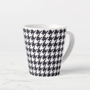 Classic Black and White Houndstooth Latte Mug