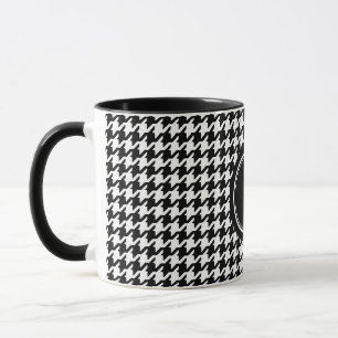 Classic black and white houndstooth with monogram mug