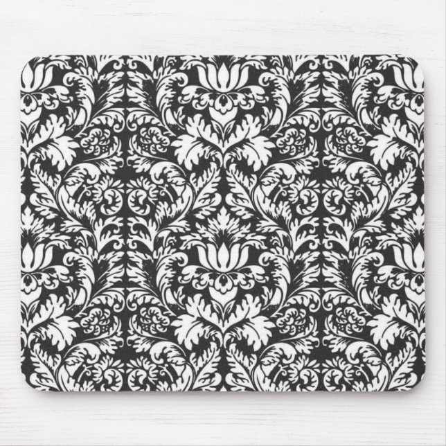 Classic Black and White Lace Pattern Mouse Pad (Front)
