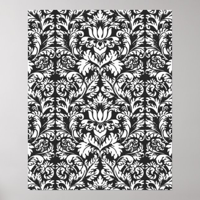 Classic Black and White Lace Pattern Poster (Front)