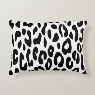 Classic Black and White Leopard Print Decorative Cushion