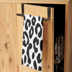Classic Black and White Leopard Print Tea Towel