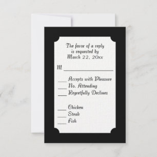 Classic Black and White Menu Choice RSVP