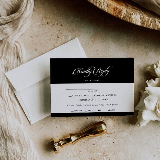 Classic Black and White Menu Choice RSVP Card (Creator Uploaded)