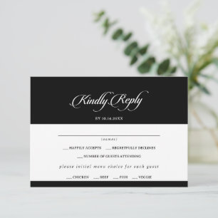 Classic Black and White Menu Choice RSVP Card