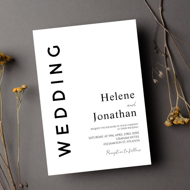 Classic Black And White Minimalist Elegant Wedding Invitation (Classic Black And White Minimalist Elegant Wedding Invitation)