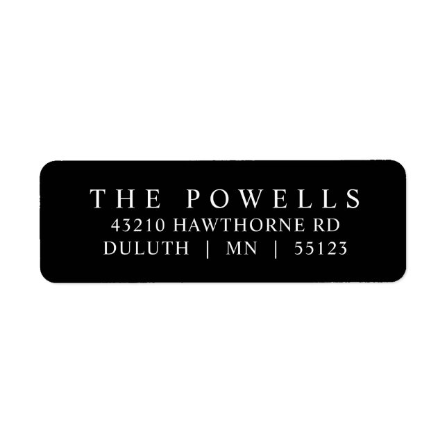 Classic Black and White Minimalist Return Address  (Front)