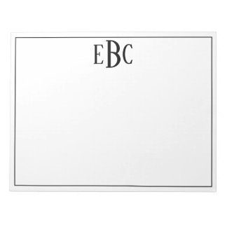 Classic Black and White Modern Monogram Notepad