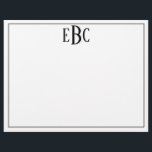 Classic Black and White Modern Monogram Notepad Custom Letterhead<br><div class="desc">Classic Black and White Modern Monogram Notepad</div>
