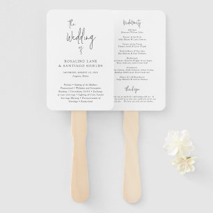 Classic Black and White Modern Wedding Program Hand Fan
