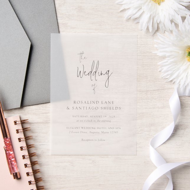 Classic Black and White Modern Wedding Vellum Invitations (Wedding)
