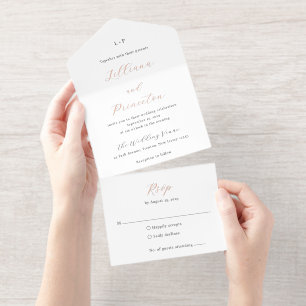 Classic Black and White Monogram Elegant Wedding All In One Invitation