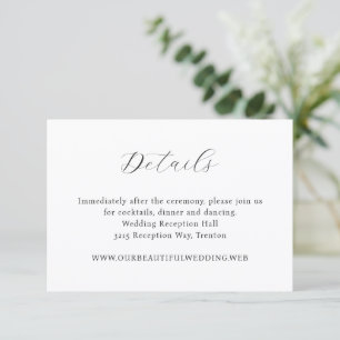 Classic Black and White Monogram Elegant Wedding Enclosure Card