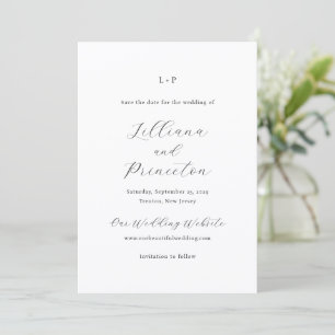 Classic Black and White Monogram Elegant Wedding Save The Date
